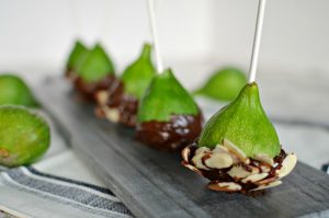Chocolate Dipped Figs with Sliced Almonds