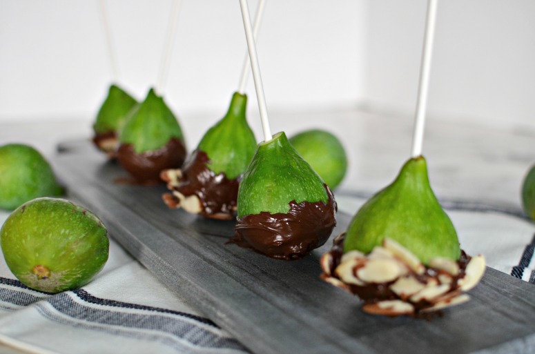 Chocolate Dipped Figs with Sliced Almonds