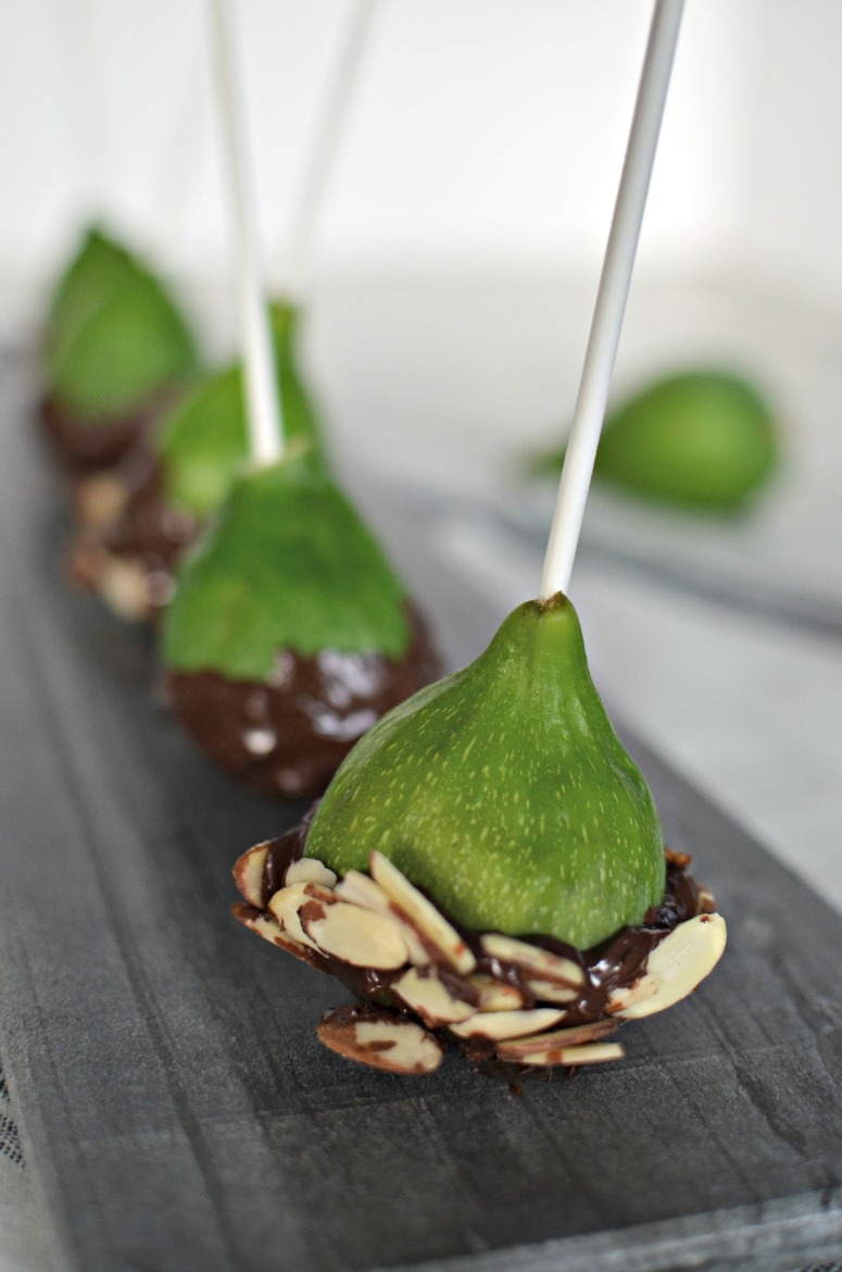 Chocolate Dipped Figs with Sliced Almonds